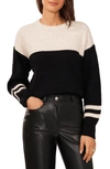 Halogen Colorblock Stripe Sleeve Sweater In Rich Black