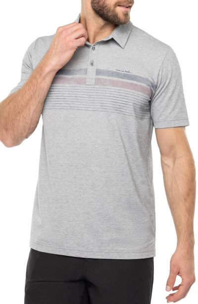 Travismathew Captain's Table Stripe Piqué Polo In Heather Med Grey