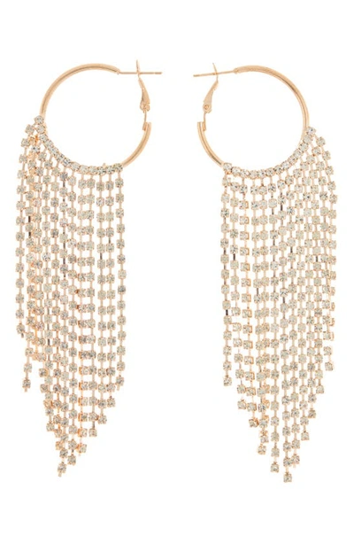 Melrose And Market Rhinestone Fringe Hoop Earrings In Clear- Gold