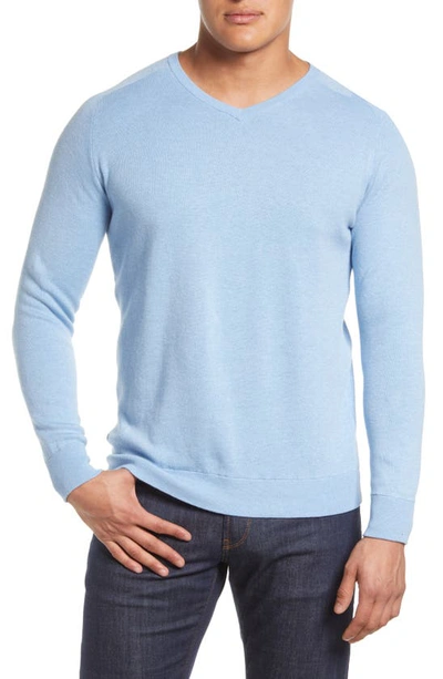 Peter Millar Deuce V-neck Sweater In Cottage Blue