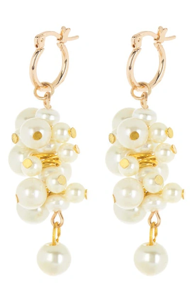 Area Stars Imitation Pearl Cluster Drop Earrings In Gold/ Pearl