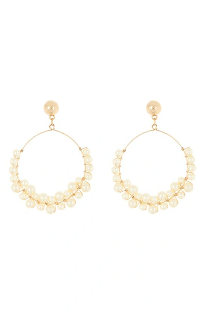 Area Stars Imitation Pearl Ring Drop Earrings In Gold