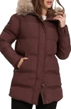Noize Ophelia Faux Fur Trim Puffer Parka In Mahogany
