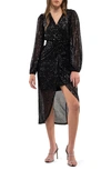 August Sky Sequin Long Sleeve Dress In Black