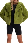 Noize Push Faux Fur Coat In Green