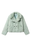 Noize Push Faux Fur Coat In Jade