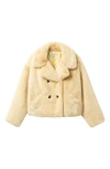 Noize Push Faux Fur Coat In Suede