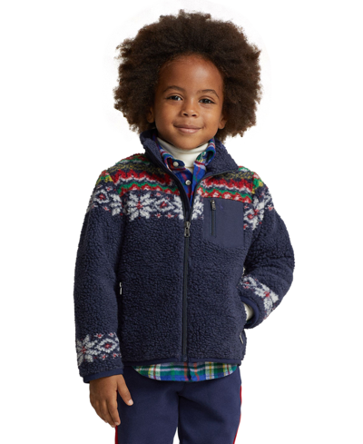 Polo Ralph Lauren Kids' Fair Isle Teddy Fleece Jacket In Holiday Fairisle