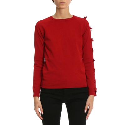 Red Valentino Bow Sleeve Sweater In Red