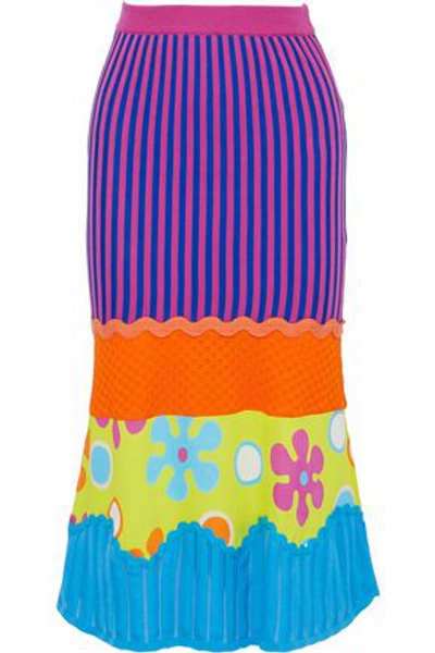 Moschino Woman Paneled Cotton Midi Skirt Multicolor