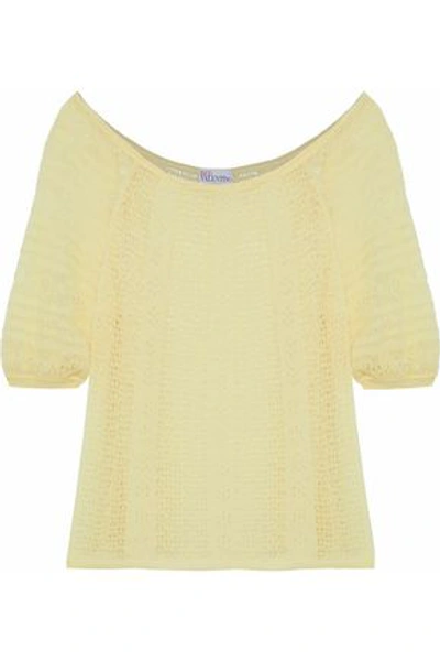 Red Valentino Woman Pointelle-knit Sweater Pastel Yellow