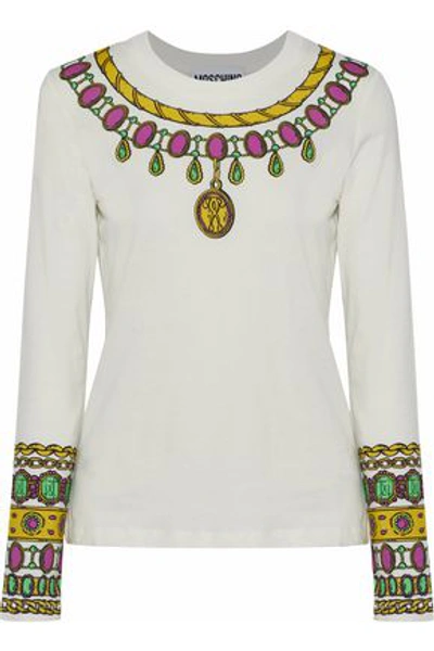 Moschino Woman Printed Cotton-jersey Top White