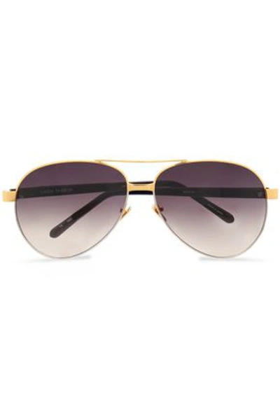 Linda Farrow Woman Aviator-style Metal Sunglasses Gold In Silver
