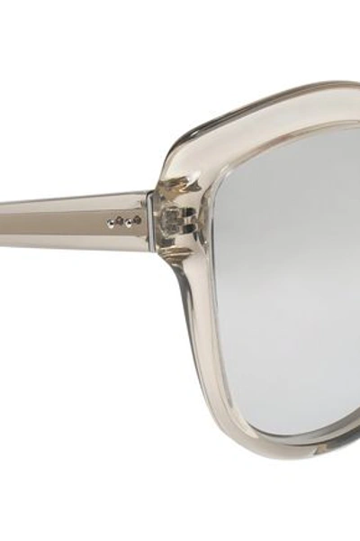 Linda Farrow Woman Cat-eye Acetate Mirrored Sunglasses Silver