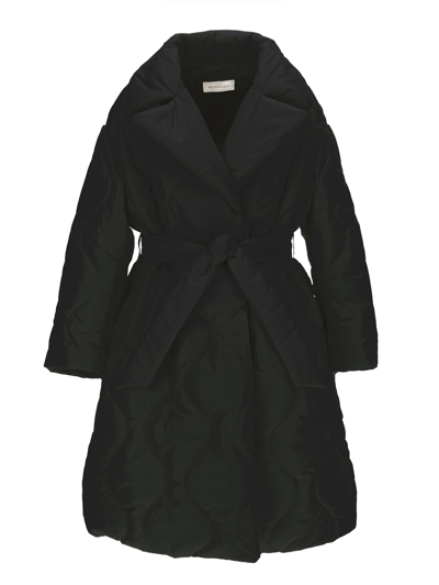 Monnalisa Quilted Technical Fabric Coat In Black
