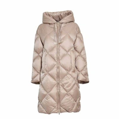 Max Mara The Cube Camel Quilted Long Trefe Down Jacket With