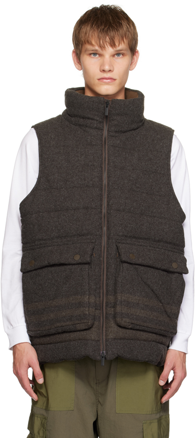 White Mountaineering Brown Check Vest