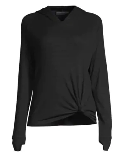 Generation Love Dawn Tie-front Hooded Sweatshirt In Black