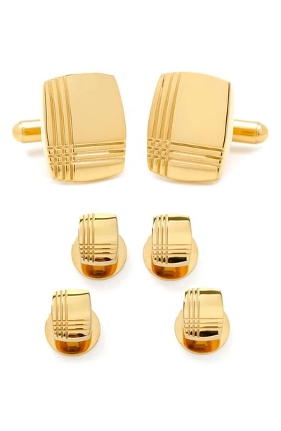 Cufflinks, Inc Tartan Embossed Cuff Links & Shirt Studs Set In Gold