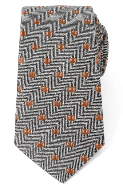 Cufflinks, Inc Holiday Pumpkin Silk & Linen Blend Herringbone Tie In Gray