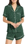Eberjey Gisele Relaxed Jersey Knit Short Pajamas In Winter Green Ivory