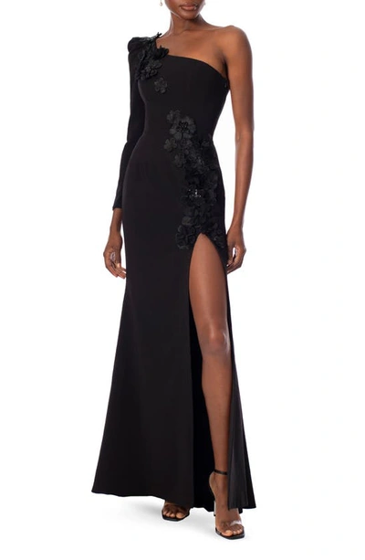 Helsi Mara Embellished One-shoulder Gown In Black