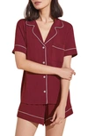 Eberjey Gisele Relaxed Jersey Knit Short Pajamas In Sangria Ivory