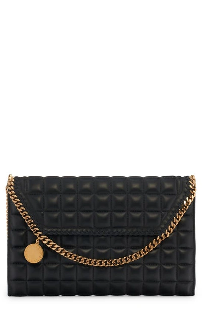 Stella Mccartney Mini Falabella Quilted Faux Leather Crossbody Bag In 1000 Black