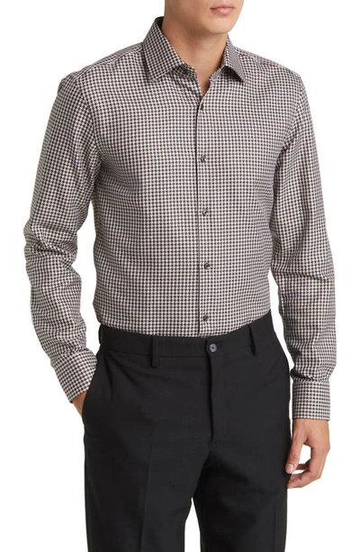 Hugo Boss Hank Slim Fit Houndstooth Dress Shirt In Med Beige/ Black |  ModeSens