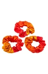 Blissy 3-pack Silk Scrunchies In Orange Ombre