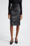 Vince Leather Pencil Skirt In Black