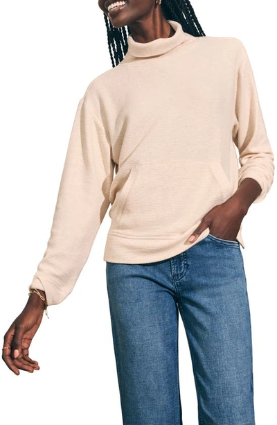 Faherty Surf Turtleneck Waffle Knit Sweater In Arctic Cream Heather