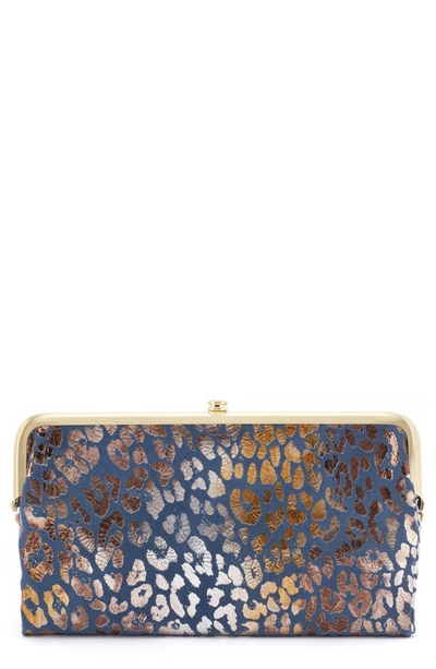 Hobo Lauren Leather Double Frame Clutch In Mirror Cheetah