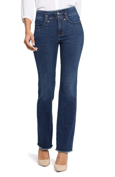 Nydj Marilyn High Waist Fray Hem Straight Leg Jeans In Cambridge