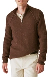 Lucky Brand Quarter Zip Tweed Sweater In Brown