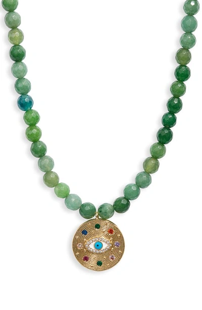 Vidakush Eyes On Me Jade Necklace In Green/ Gold
