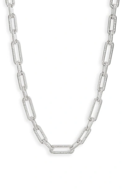 Vidakush Pavé Paper Clip Link Chain Necklace In Silver