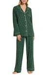 Eberjey Gisele Print Jersey Knit Pajamas In Winter Pine Forest Green Ivory