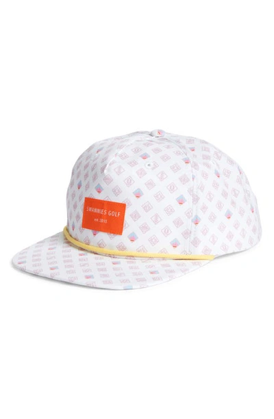 Swannies Winston Print Waterproof Baseball Cap In White