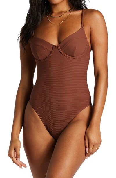Billabong Tanlines Underwire One-piece Swimsuit In Mocha