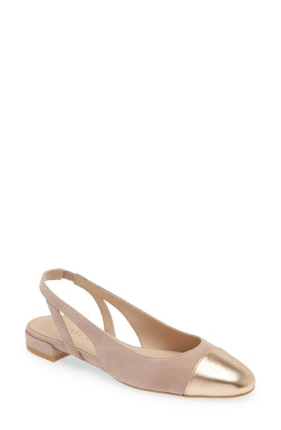 Stuart Weitzman Cap Toe Slingback Flat In Fawn/ Ballet