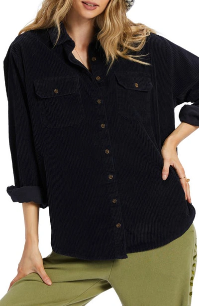 Billabong So Stoked Cord Shirt Jacket In Black Pebble