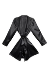 Blissy Mulberry Silk Robe In Black