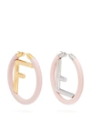 Fendi Logo Leather Hoop Earrings In Pink