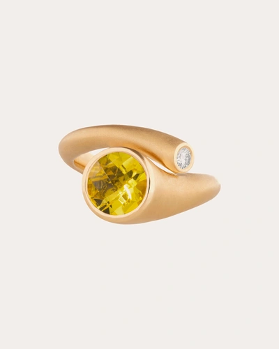 Carelle Women's Whirl Yellow Beryl & Diamond Ring 18k Gold