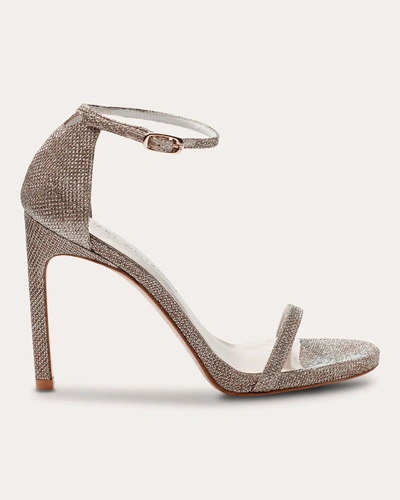 Stuart Weitzman Women's Nudist Metallic-leather Sandal In Silver