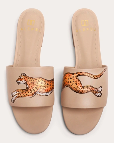 Alepel Women's Leopard Slide In Tan