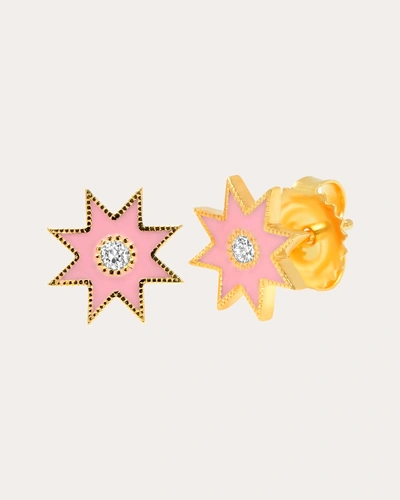 Colette Jewelry Women's Pink Starburst Diamond Stud Earrings