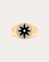 Colette Jewelry Women's Black Starburst Diamond Signet Ring In Gold