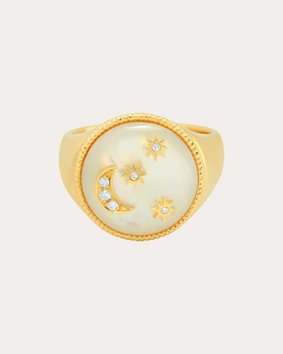 Colette Jewelry Women's White Enamel & Diamond Signet Ring